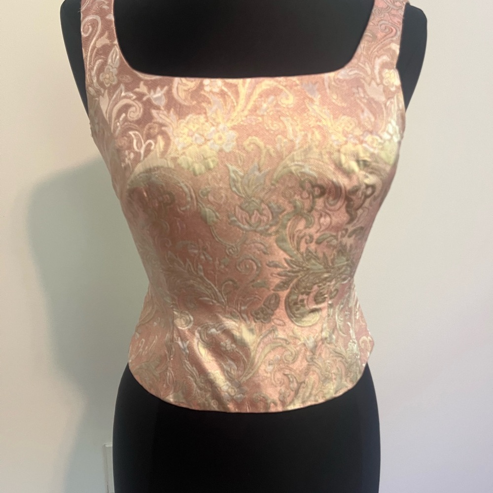 Michael Angelo pink & cream floral and paisley tank top